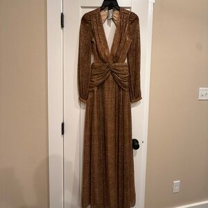 Gianni Bini Elegant Long Sleeve Brown Dress
